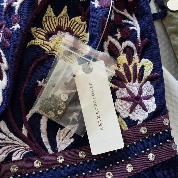 Anthropologie Navy & Maroon Dress - Size 8 - Picture 2 of 2